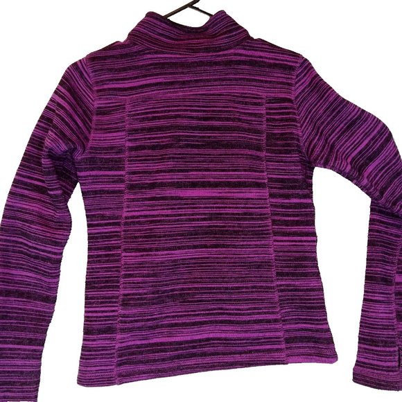 Reebok RBK Jacket Womens Large 14-16 Black Pink Stripe Zip-Up Sweater Jacket - Picture 2 of 15